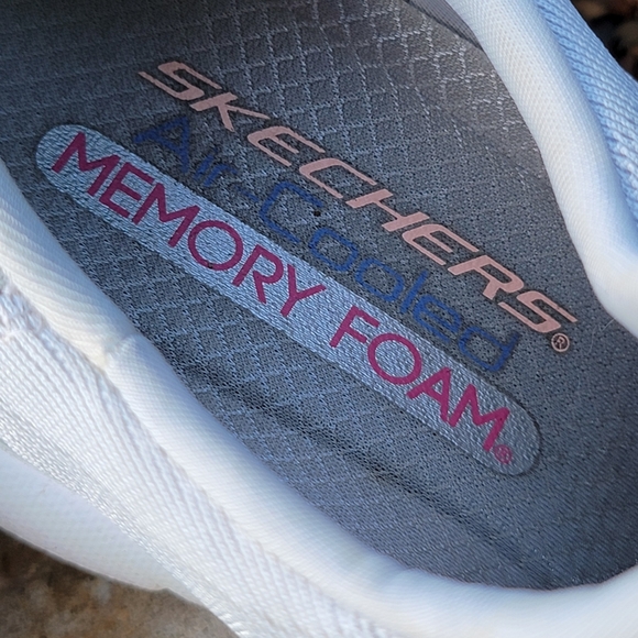 SKETCHERS ♡ Sweet Gray 'n Pink Air-Cooled Memory Foam Cord Slip On Sneakers 8 - Picture 8 of 15